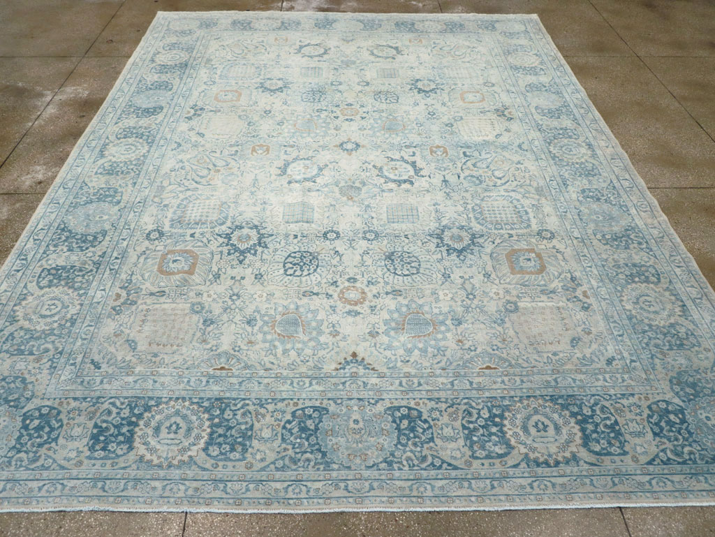 Antique Persian Tabriz Room Size Carpet, No.30872 - Staging