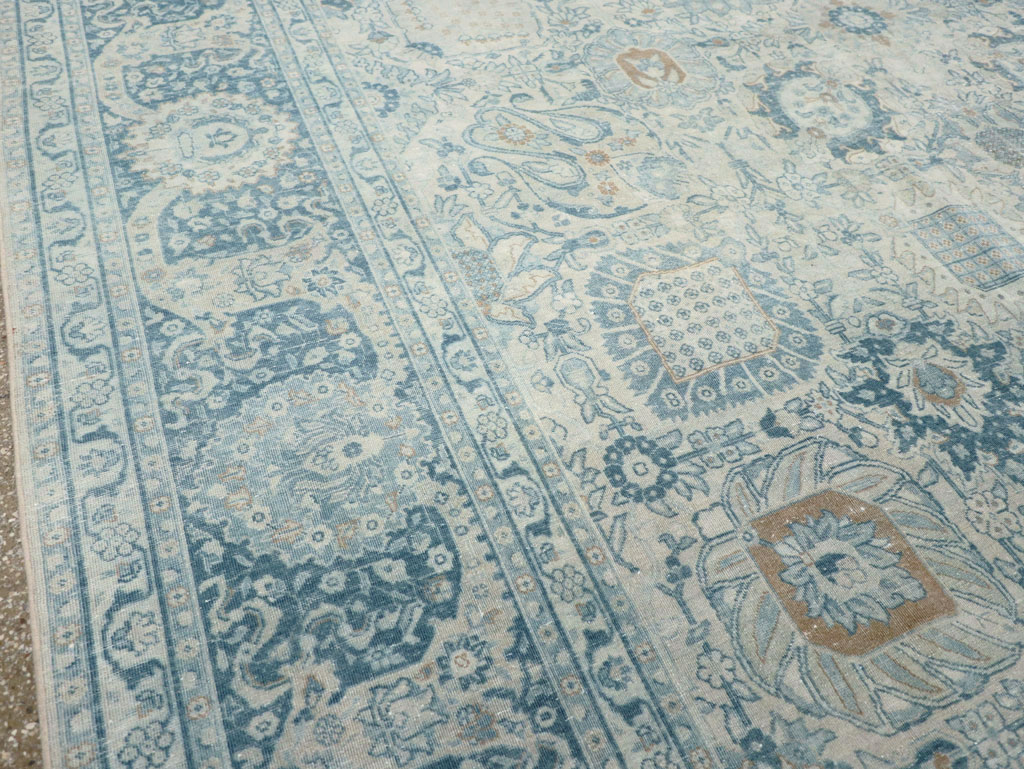 Antique Persian Tabriz Room Size Carpet, No.30872 - Staging