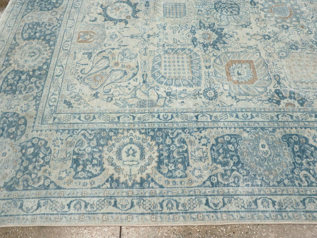 Antique Persian Tabriz Room Size Carpet, No.30872 - Staging