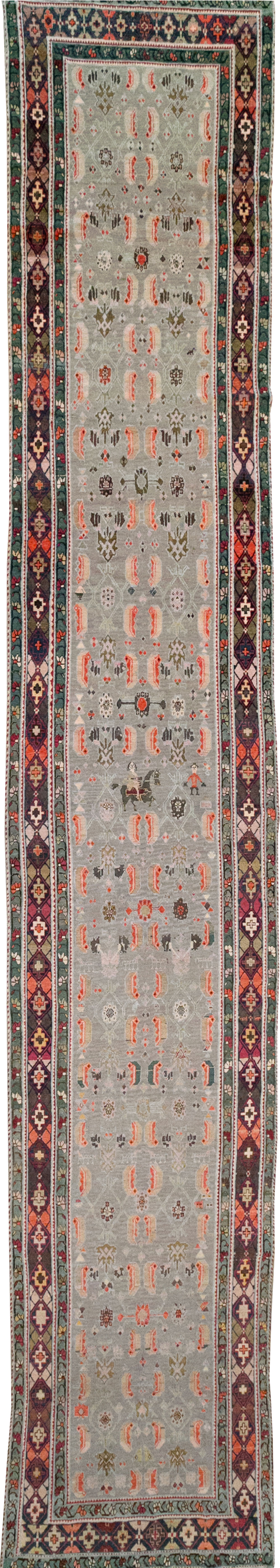 Antique Caucasian Karabagh Wide Gallery Runner, No.30873 - Staging