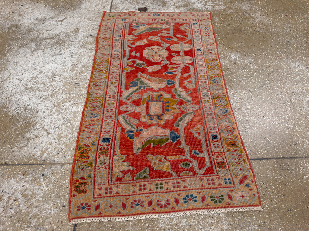 Antique Persian Sultanabad Throw Rug (Pair: 2 of 2), No.30880 - Staging