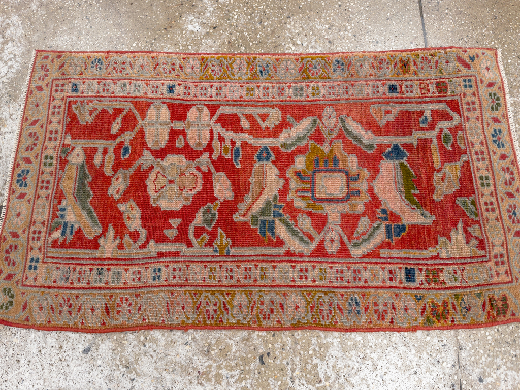 Antique Persian Sultanabad Throw Rug (Pair: 2 of 2), No.30880 - Staging