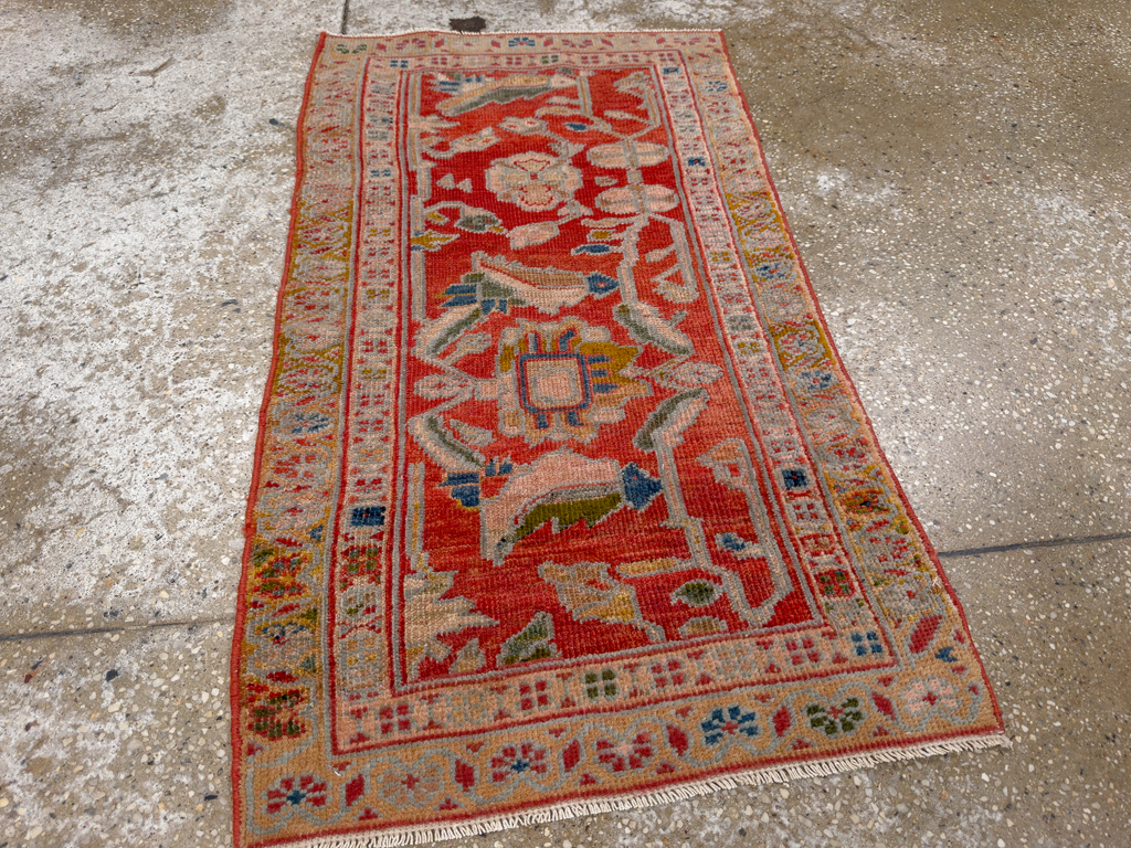 Antique Persian Sultanabad Throw Rug (Pair: 2 of 2), No.30880 - Staging