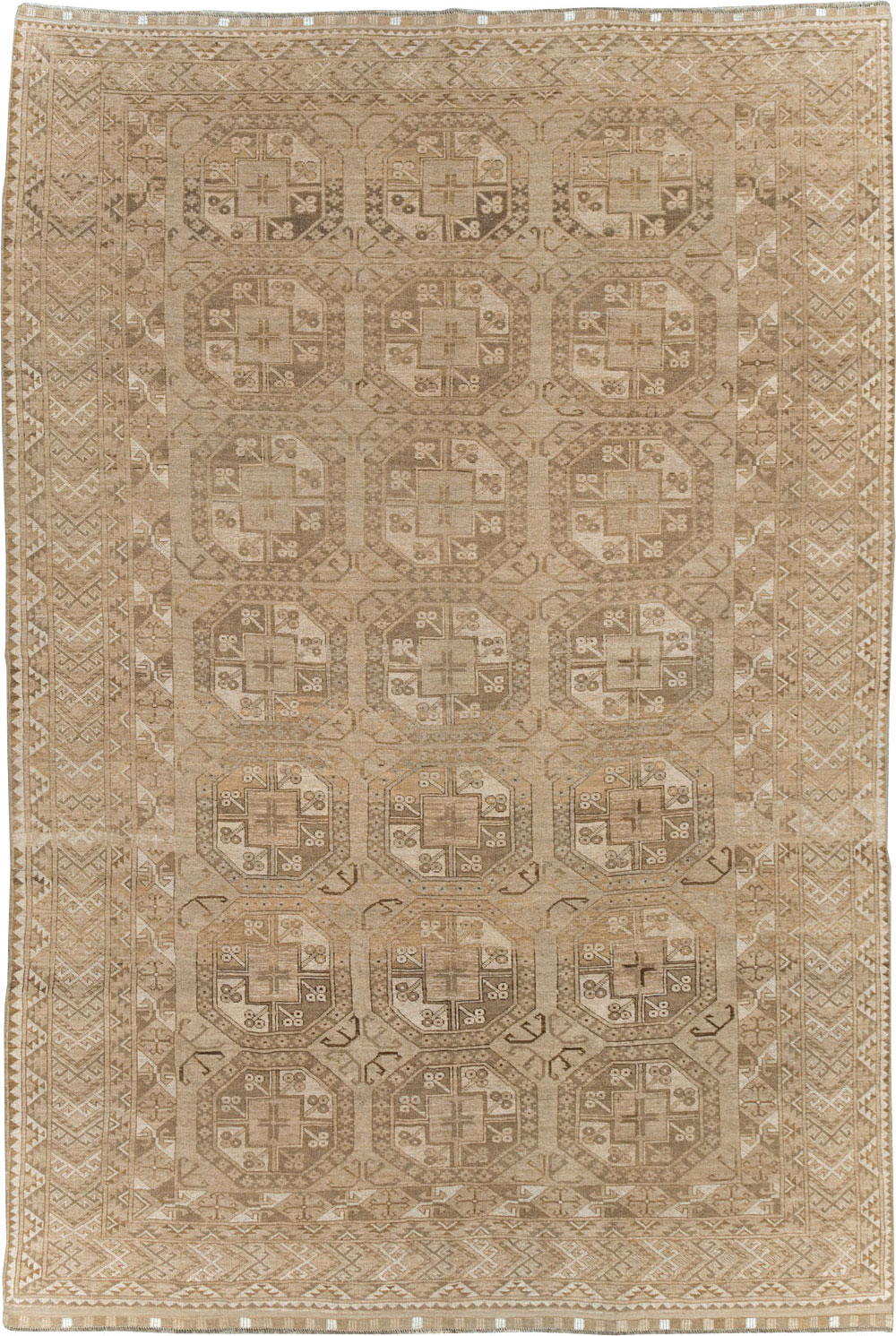 Vintage Central Asian Turkoman Tribal Room Size Carpet, No.30883 - Staging