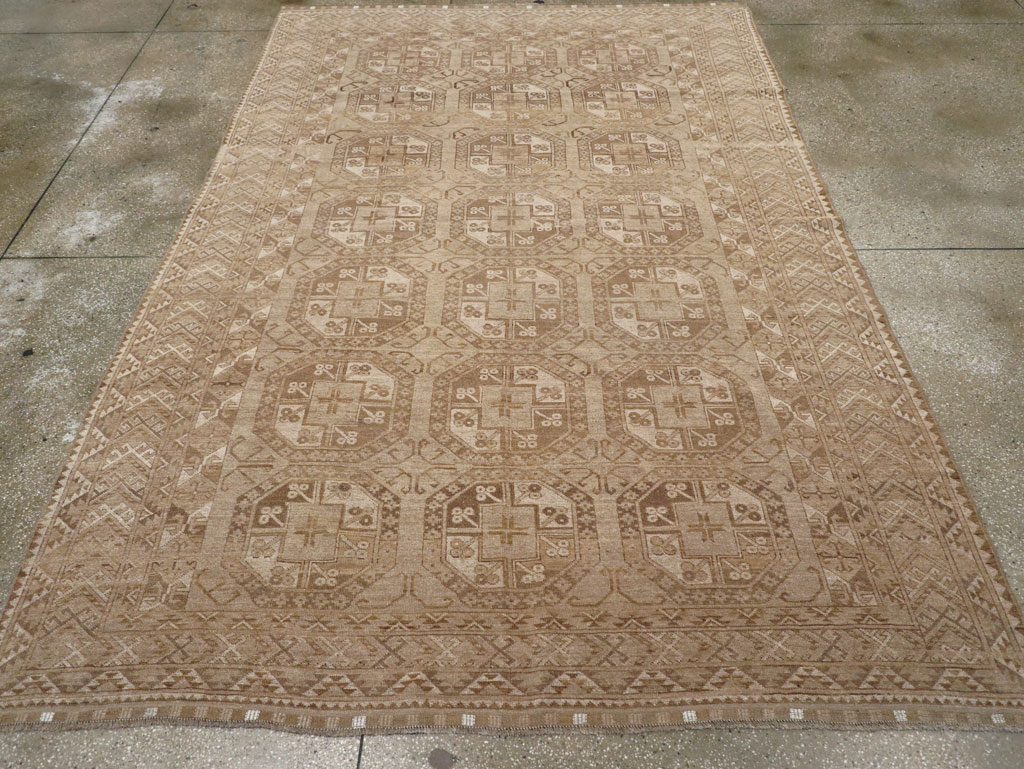 Vintage Central Asian Turkoman Tribal Room Size Carpet, No.30883 - Staging