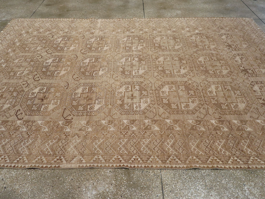 Vintage Central Asian Turkoman Tribal Room Size Carpet, No.30883 - Staging
