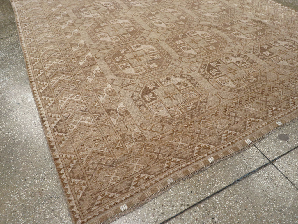 Vintage Central Asian Turkoman Tribal Room Size Carpet, No.30883 - Staging