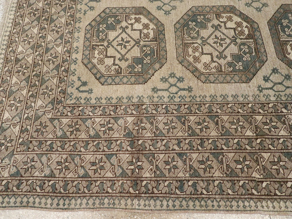 Vintage Central Asian Turkoman Small Room Size Tribal Carpet, No.30884 - Staging