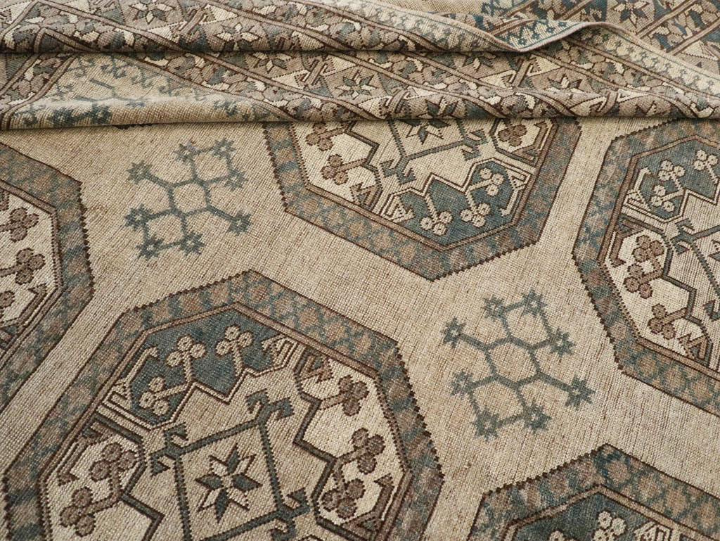 Vintage Central Asian Turkoman Small Room Size Tribal Carpet, No.30884 - Staging