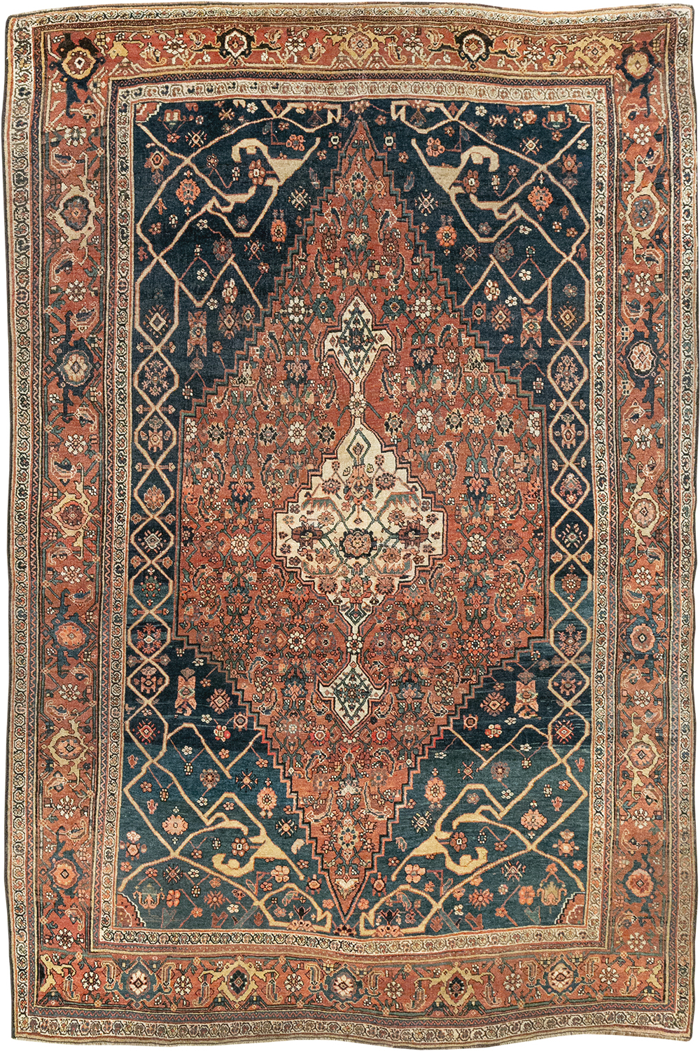 Antique Persian Bidjar Accent Rug, No.30899 - Staging