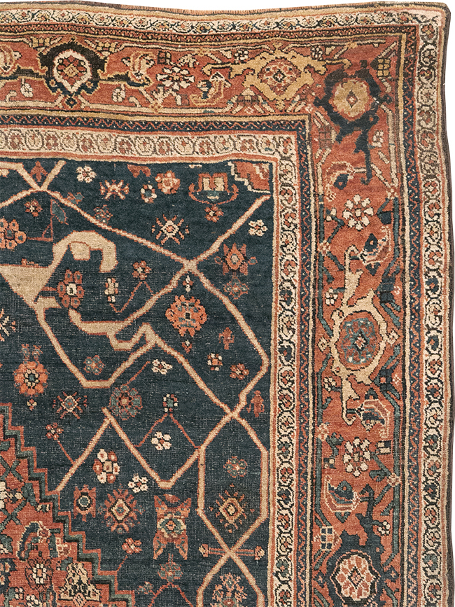 Antique Persian Bidjar Accent Rug, No.30899 - Staging