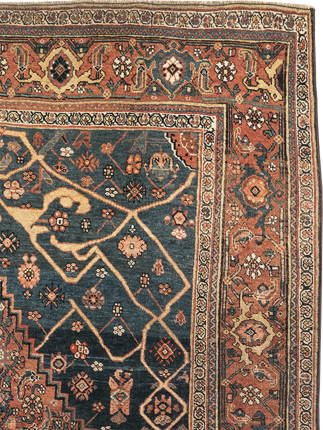 Antique Persian Bidjar Accent Rug, No.30899 - Staging