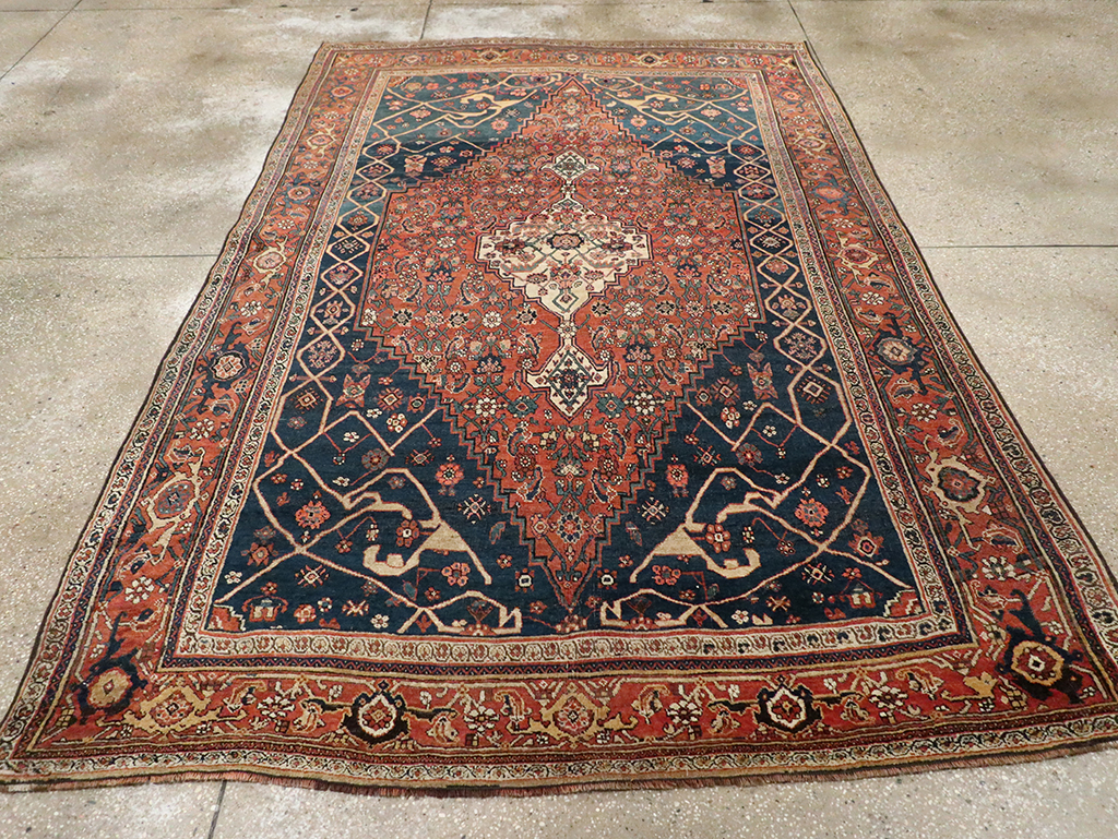 Antique Persian Bidjar Accent Rug, No.30899 - Staging