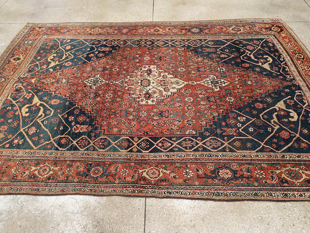 Antique Persian Bidjar Accent Rug, No.30899 - Staging