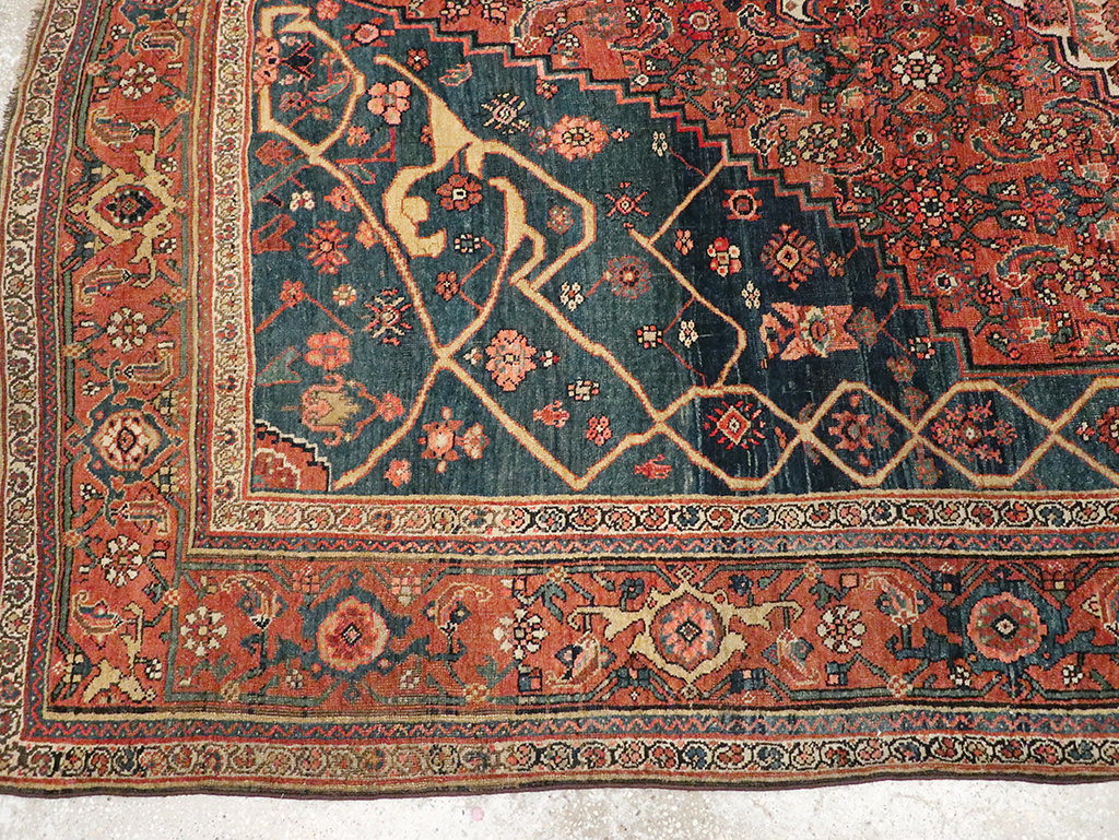 Antique Persian Bidjar Accent Rug, No.30899 - Staging
