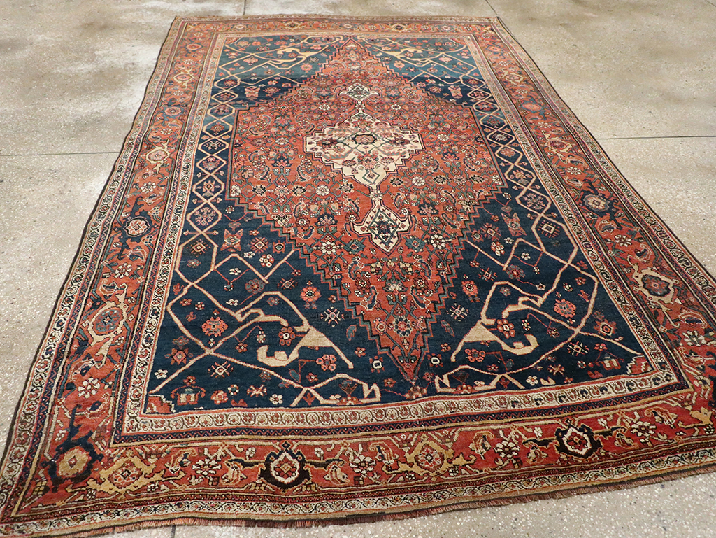 Antique Persian Bidjar Accent Rug, No.30899 - Staging