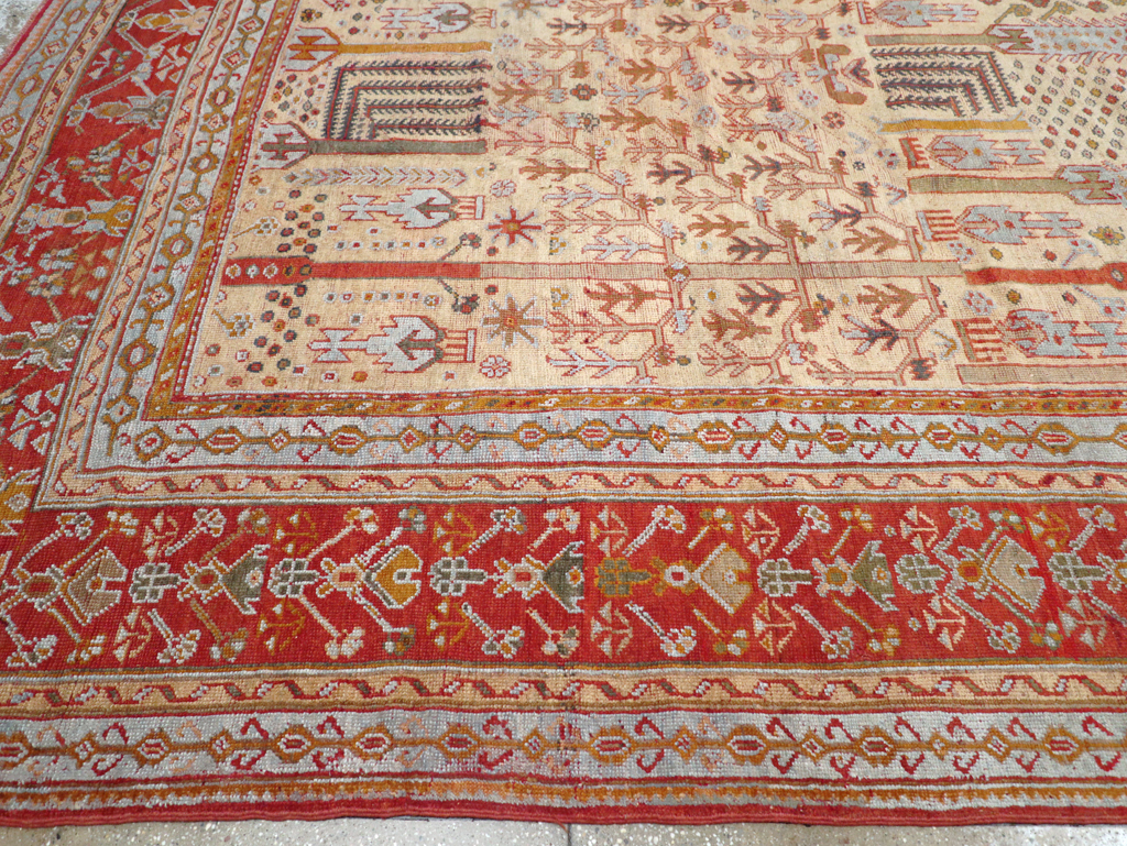 Antique Turkish Oushak Large Room Size Carpet, No.30902 - Staging
