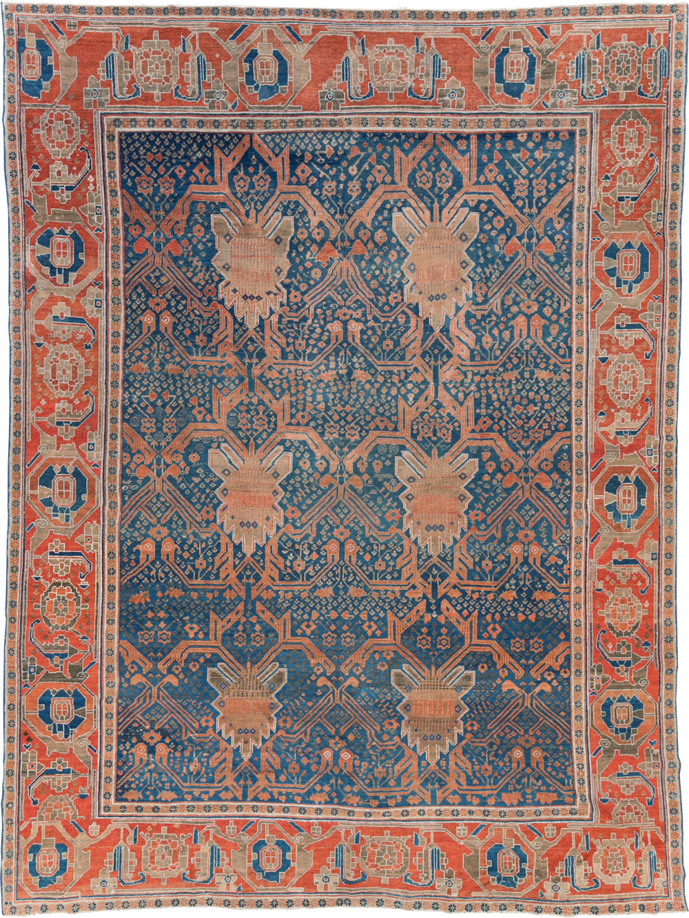 Antique Persian Bakshaish Room Size Carpet, No.30903 - Staging
