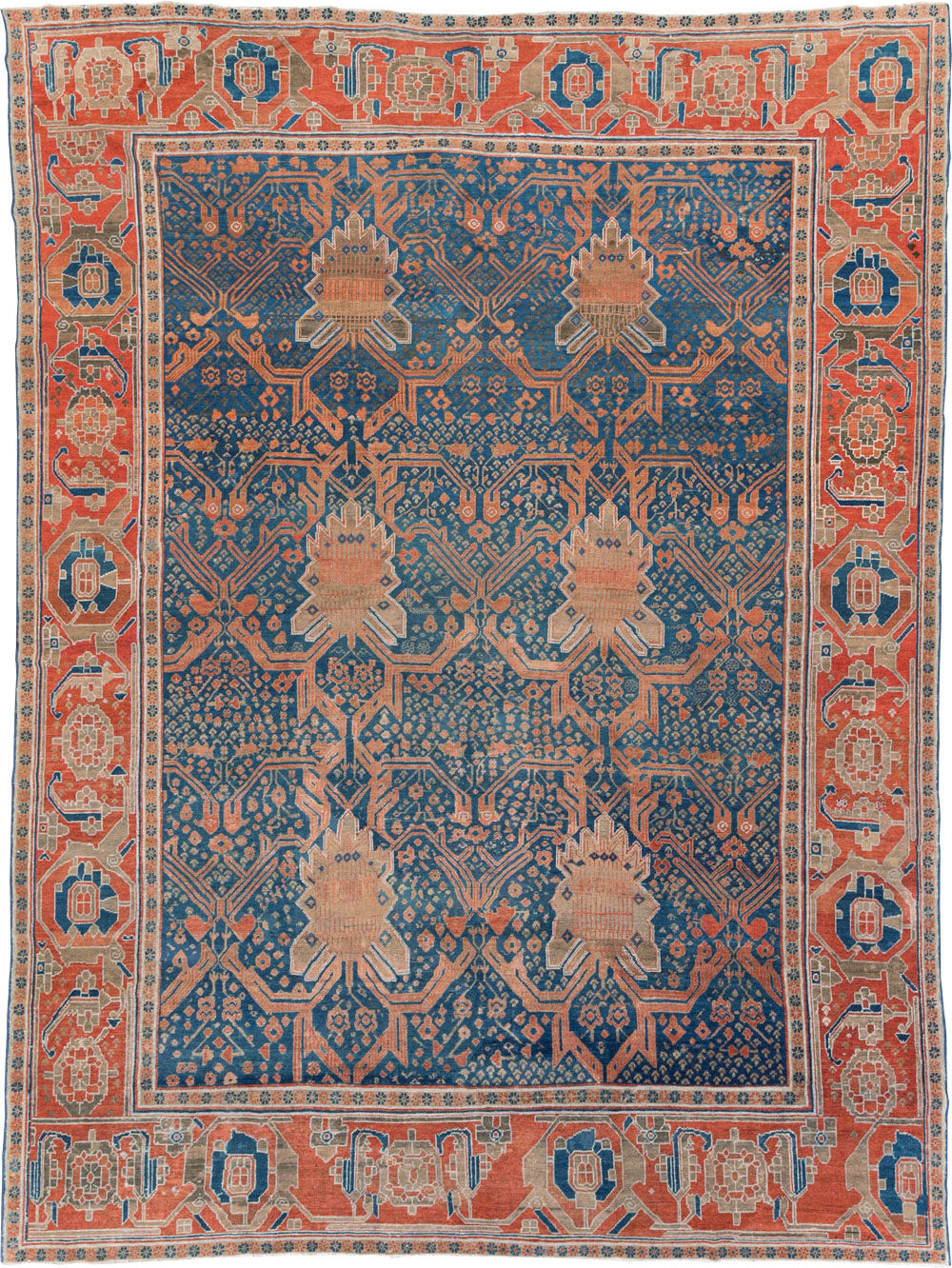 Antique Persian Bakshaish Room Size Carpet, No.30903 - Staging
