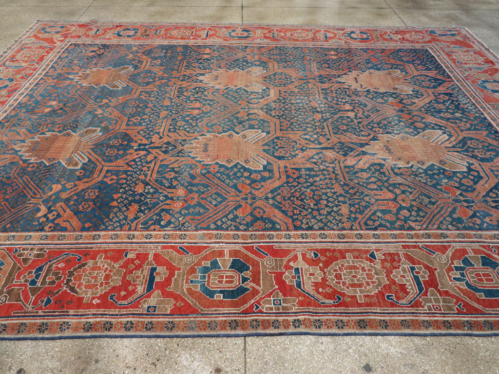 Antique Persian Bakshaish Room Size Carpet, No.30903 - Staging