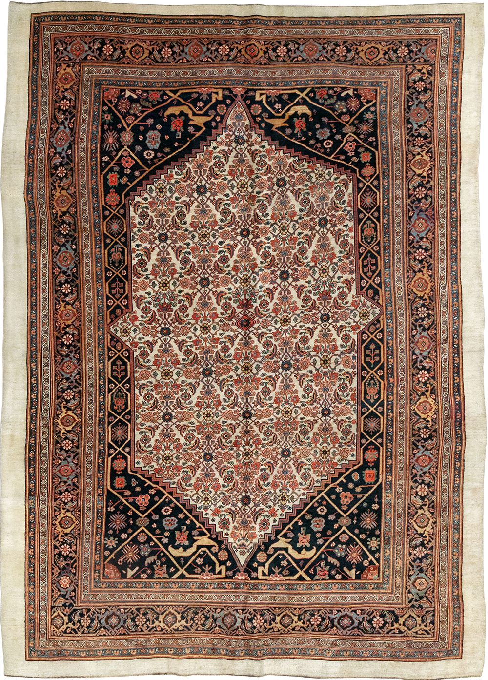 Antique Persian Bidjar Accent Carpet, No.30911 - Staging