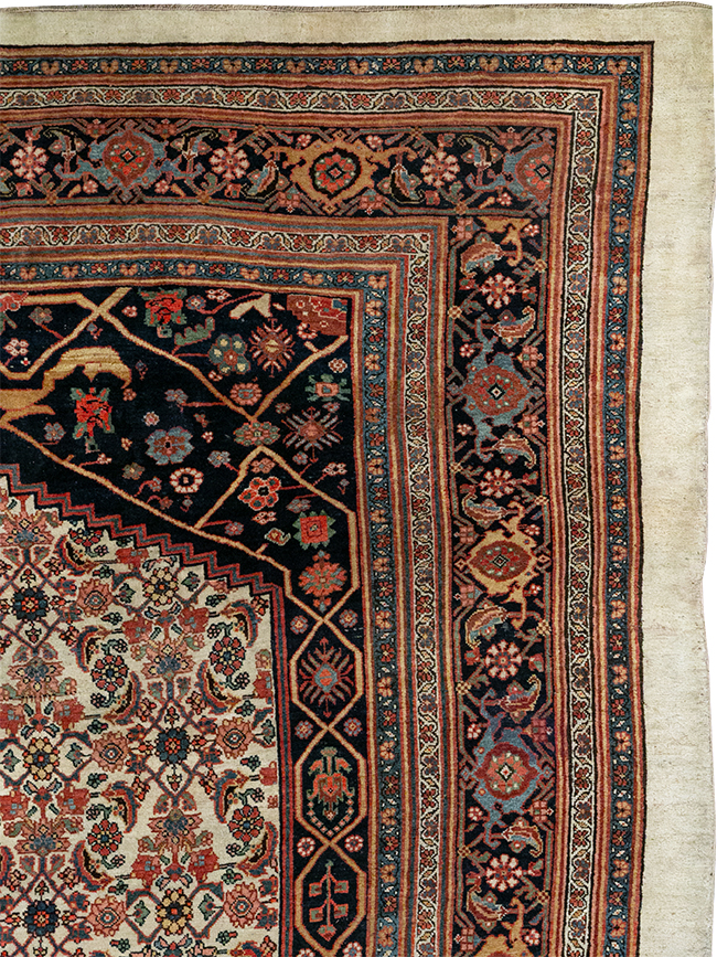 Antique Persian Bidjar Accent Carpet, No.30911 - Staging