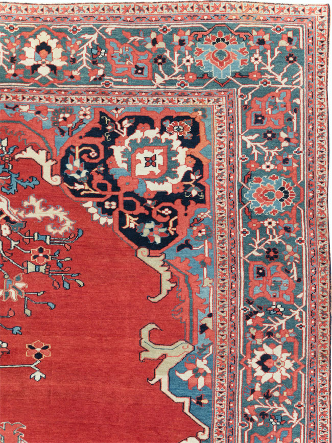 Antique Persian Serapi Room Size Carpet, No.30912 - Staging