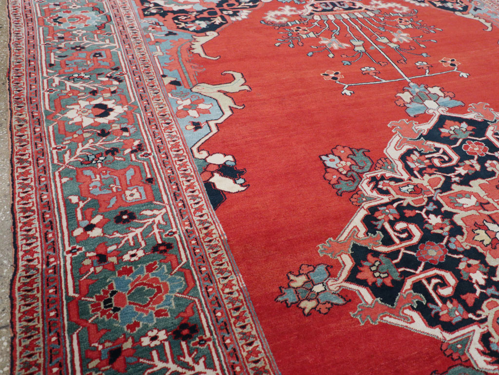 Antique Persian Serapi Room Size Carpet, No.30912 - Staging