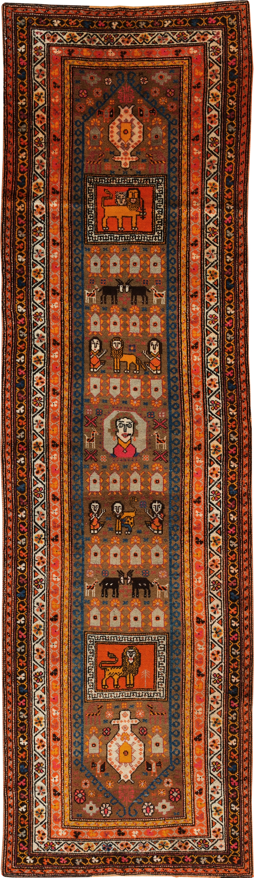 Vintage Anatolian Pictorial Rug, No.30928 - Staging