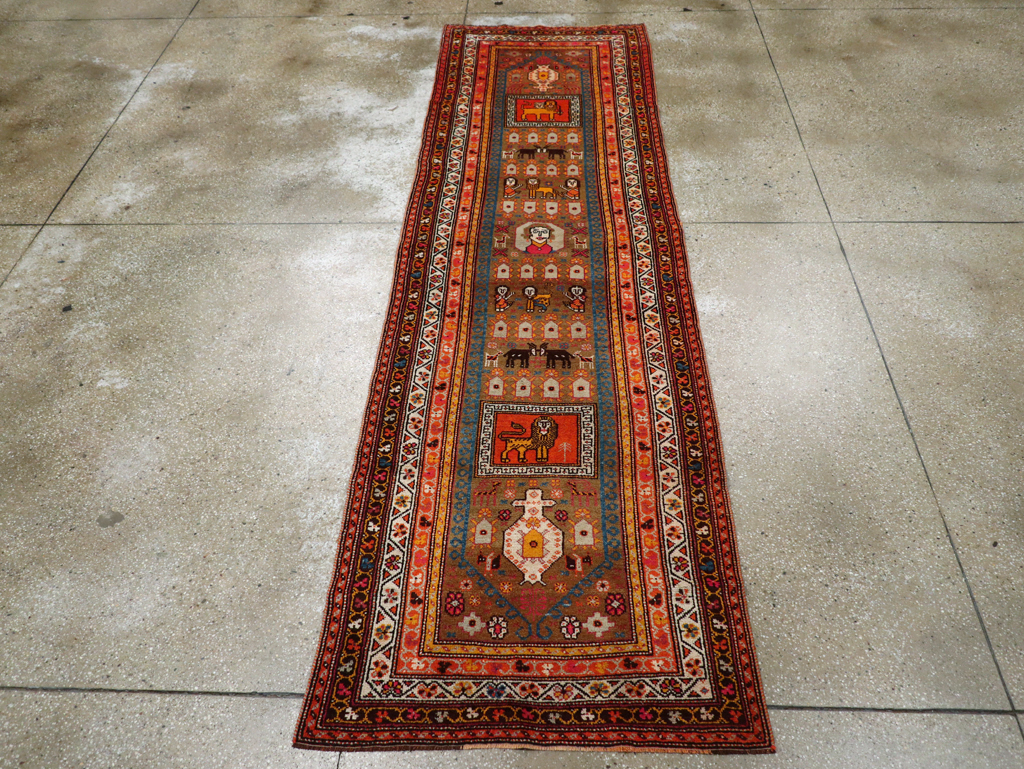 Vintage Anatolian Pictorial Rug, No.30928 - Staging