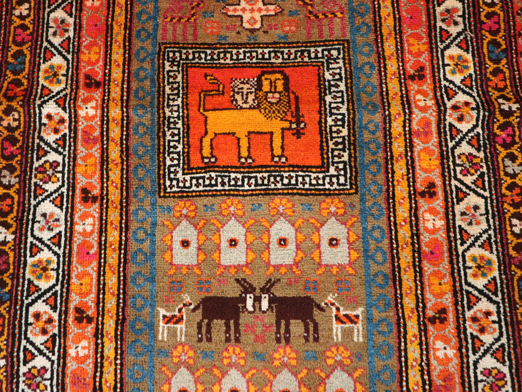 Vintage Anatolian Pictorial Rug, No.30928 - Staging