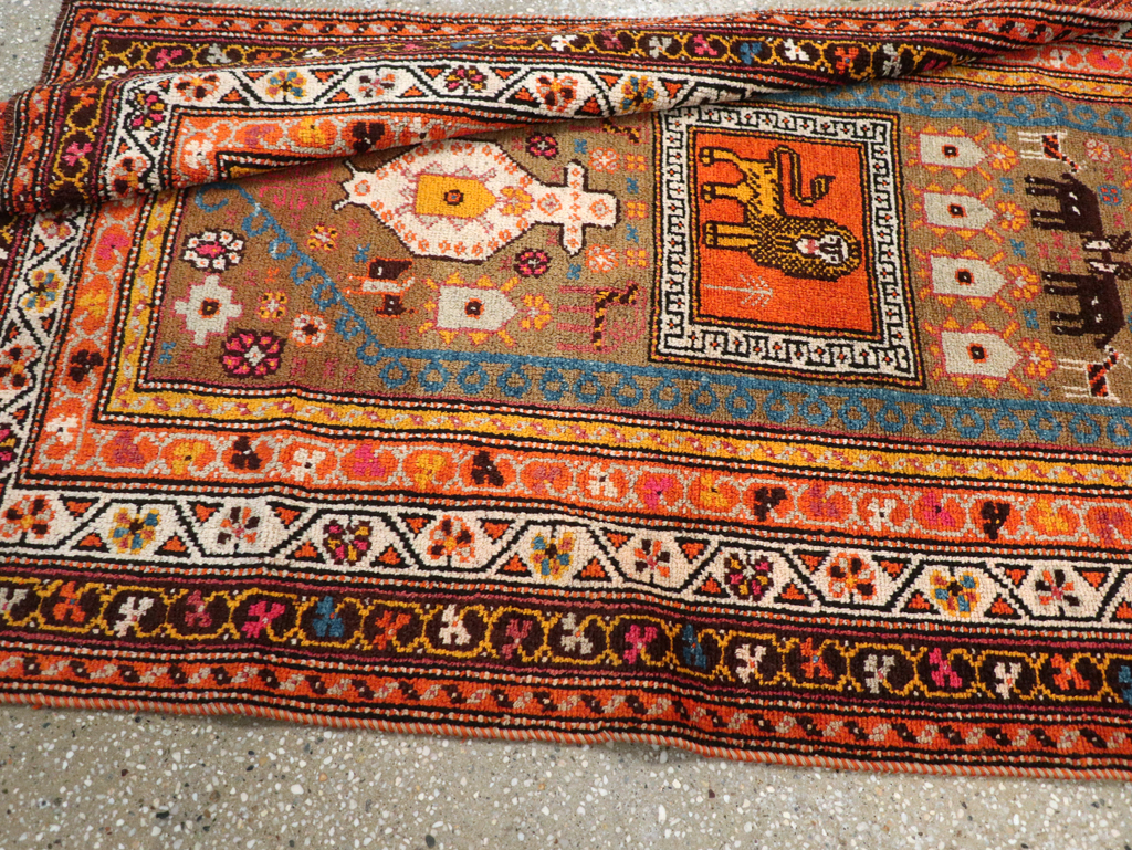 Vintage Anatolian Pictorial Rug, No.30928 - Staging