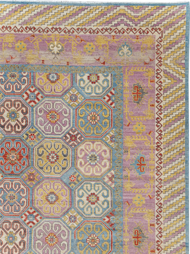 Contemporary East Turkestan Khotan Large Room Size Carpet, No.30930 - Staging