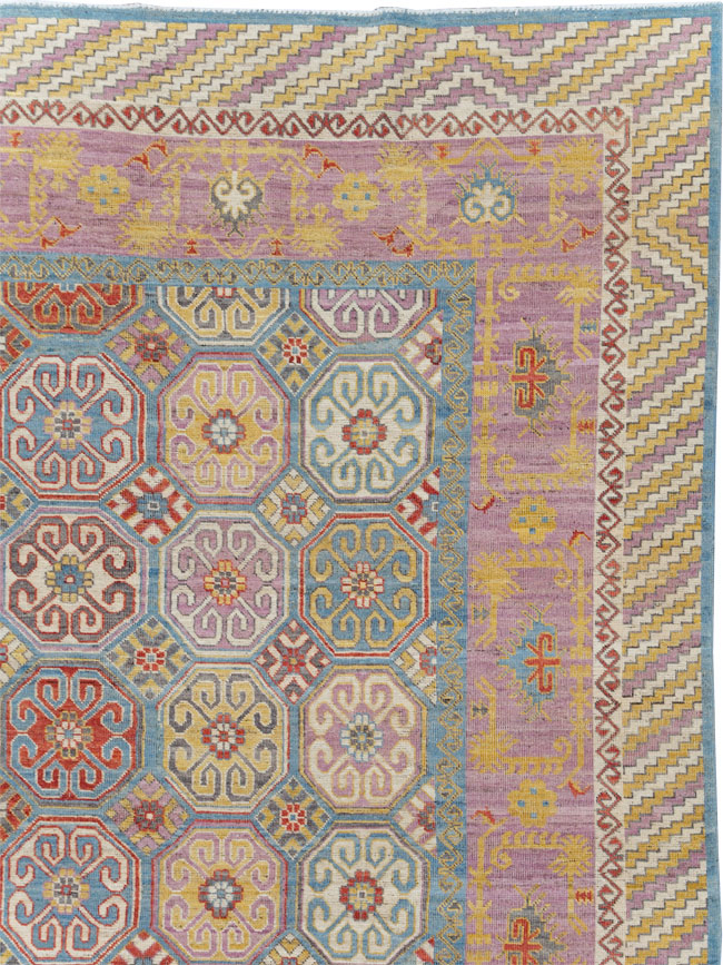 Contemporary East Turkestan Khotan Large Room Size Carpet, No.30930 - Staging