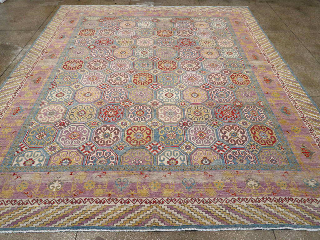 Contemporary East Turkestan Khotan Large Room Size Carpet, No.30930 - Staging