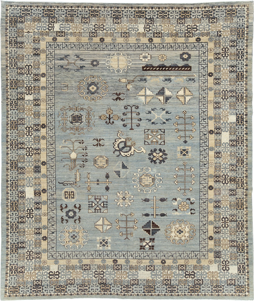 Contemporary East Turkestan Khotan Room Size Carpet, No.30931 - Staging
