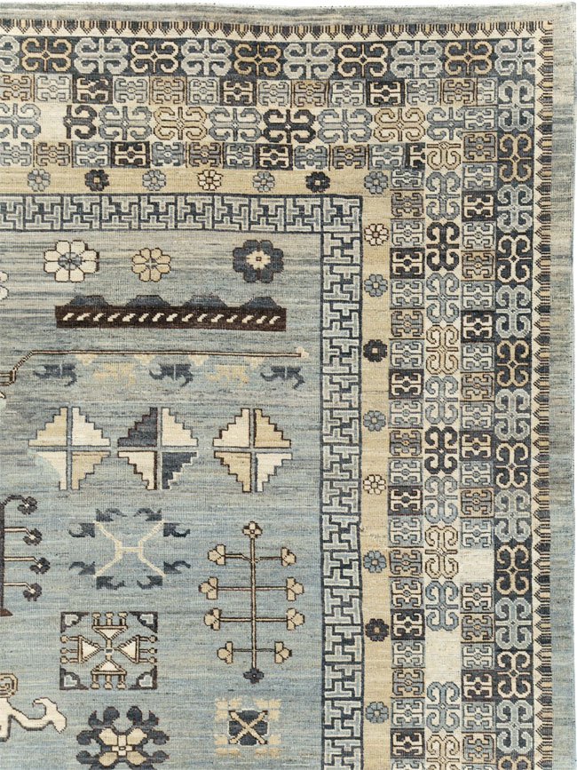 Contemporary East Turkestan Khotan Room Size Carpet, No.30931 - Staging