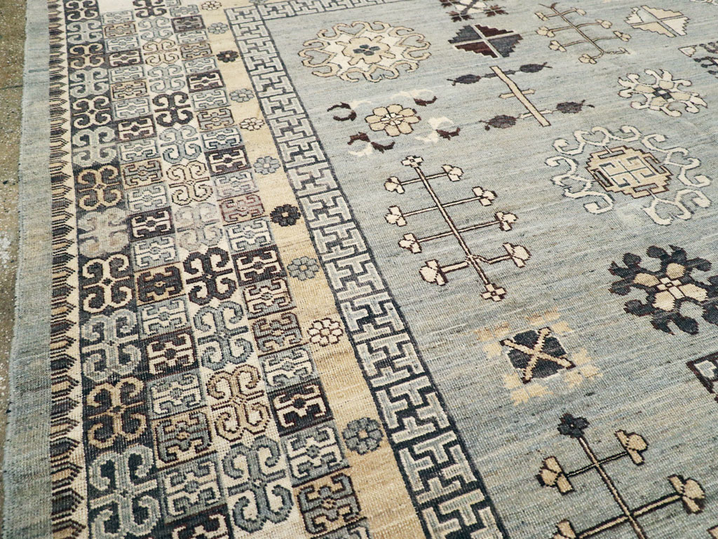 Contemporary East Turkestan Khotan Room Size Carpet, No.30931 - Staging