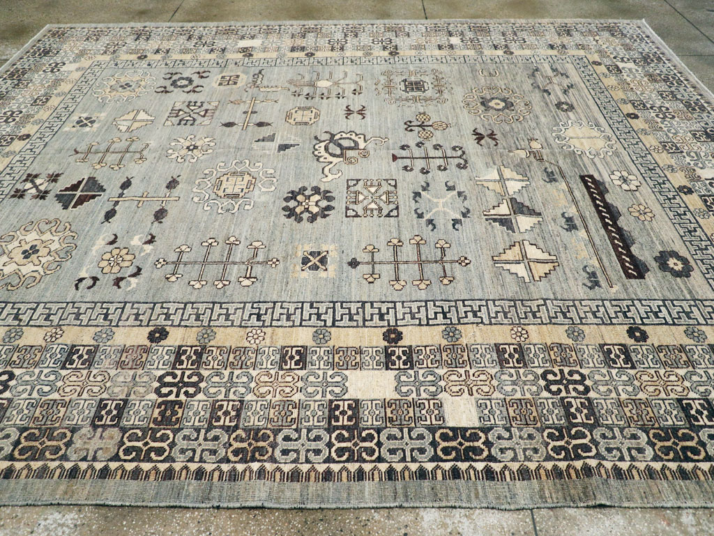 Contemporary East Turkestan Khotan Room Size Carpet, No.30931 - Staging