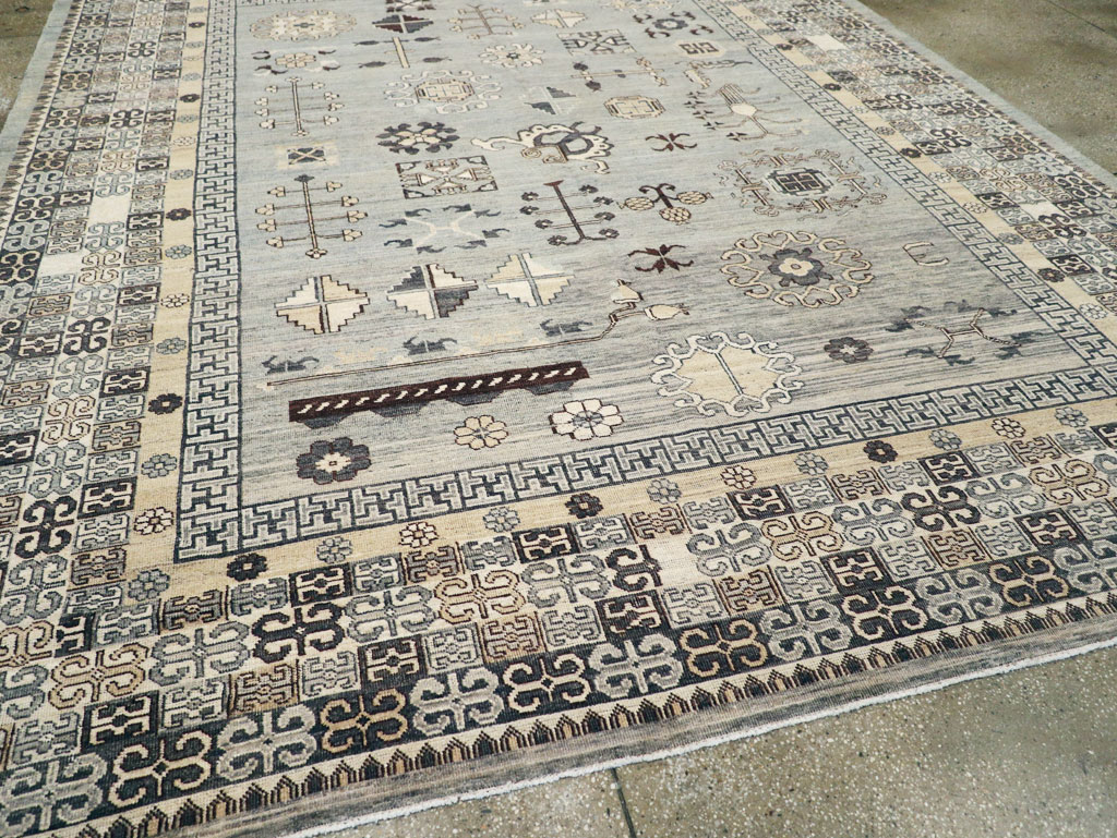 Contemporary East Turkestan Khotan Room Size Carpet, No.30931 - Staging