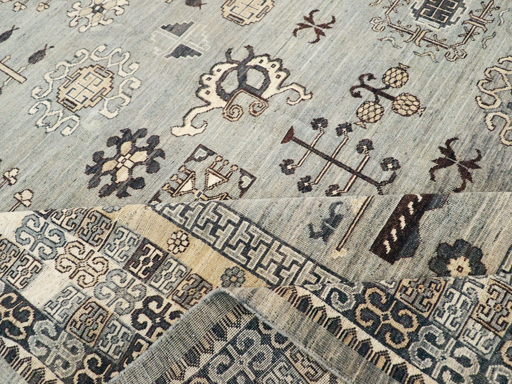 Contemporary East Turkestan Khotan Room Size Carpet, No.30931 - Staging