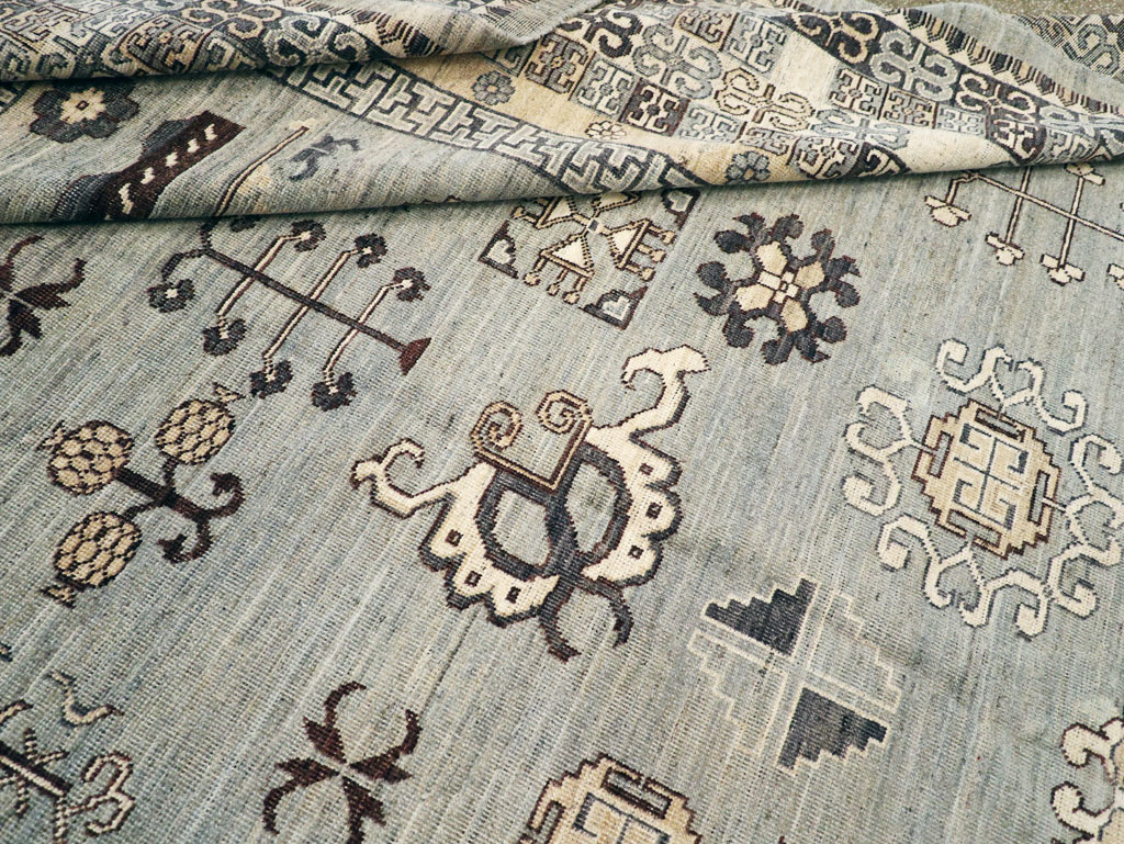 Contemporary East Turkestan Khotan Room Size Carpet, No.30931 - Staging