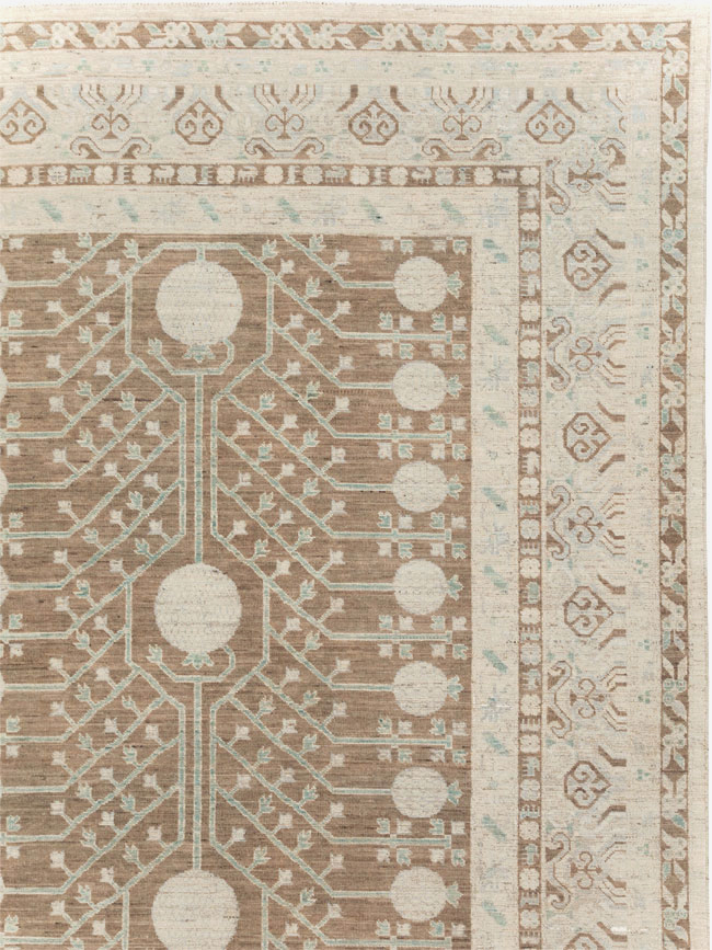 Contemporary East Turkestan Khotan Large Room Size Carpet, No.30933 - Staging