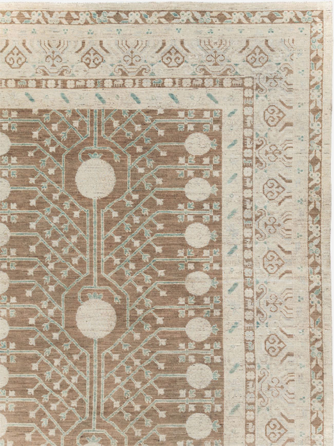 Contemporary East Turkestan Khotan Large Room Size Carpet, No.30933 - Staging