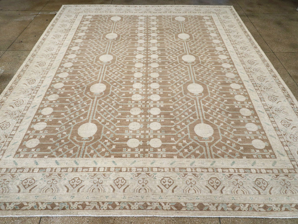 Contemporary East Turkestan Khotan Large Room Size Carpet, No.30933 - Staging