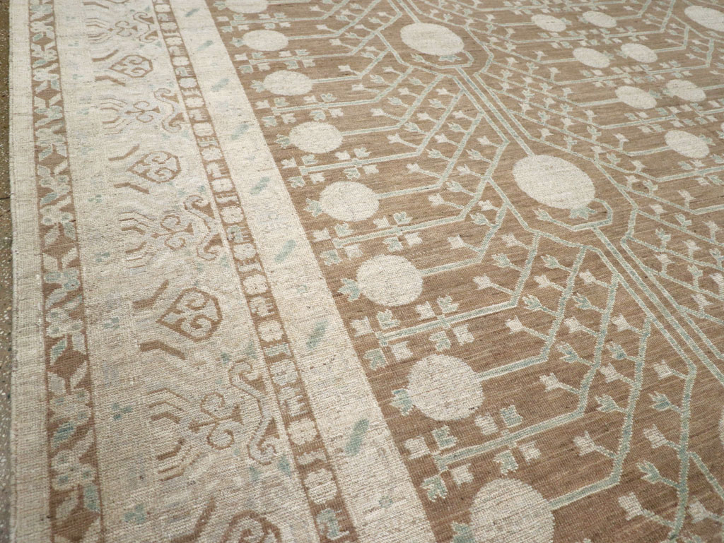 Contemporary East Turkestan Khotan Large Room Size Carpet, No.30933 - Staging