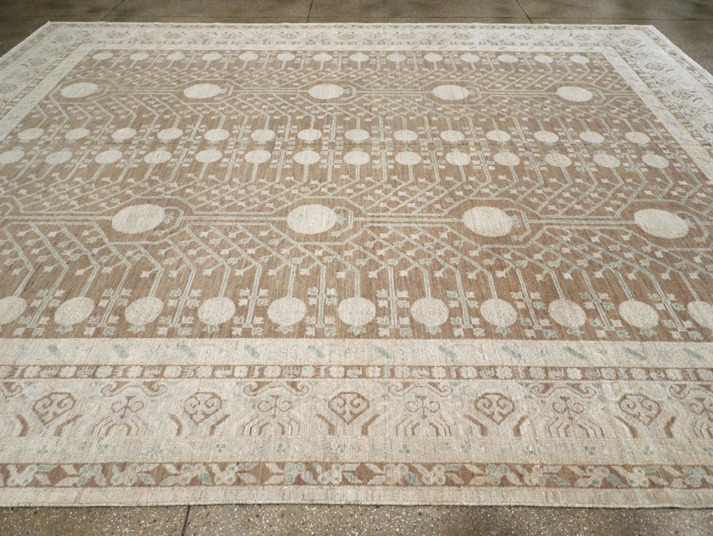 Contemporary East Turkestan Khotan Large Room Size Carpet, No.30933 - Staging