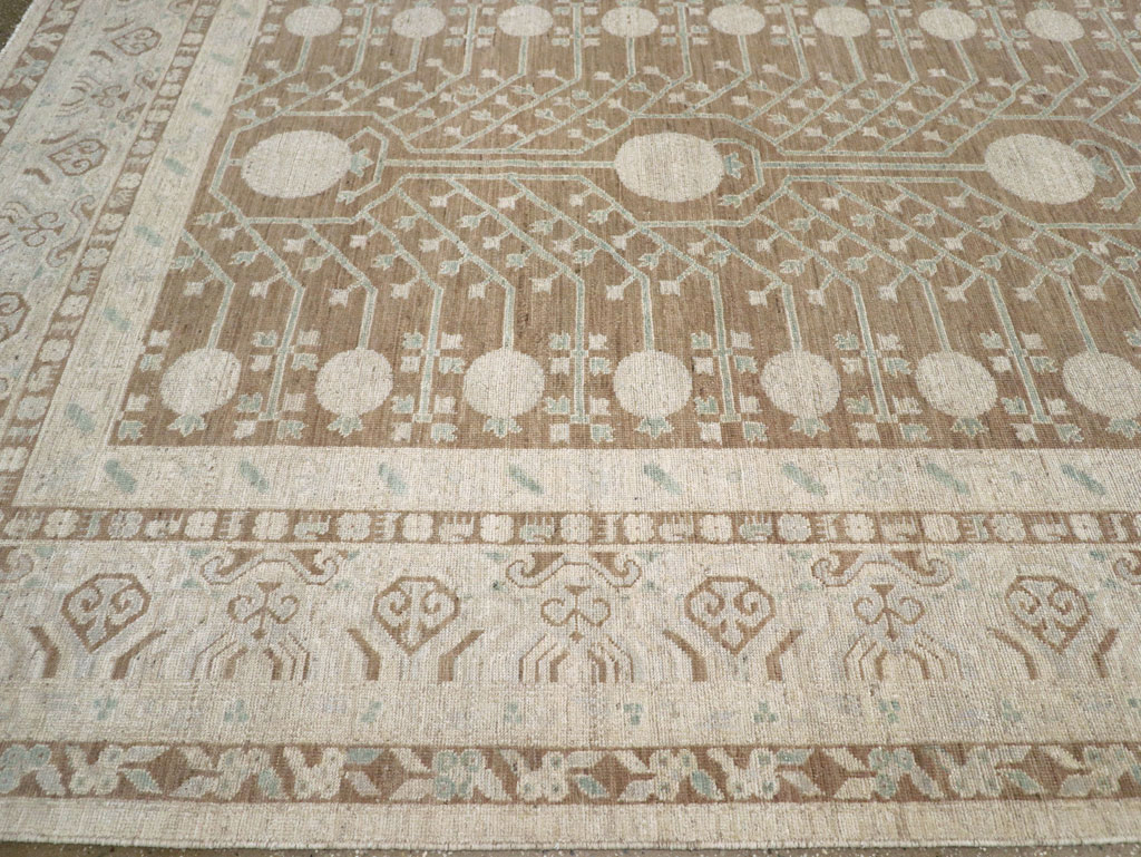 Contemporary East Turkestan Khotan Large Room Size Carpet, No.30933 - Staging
