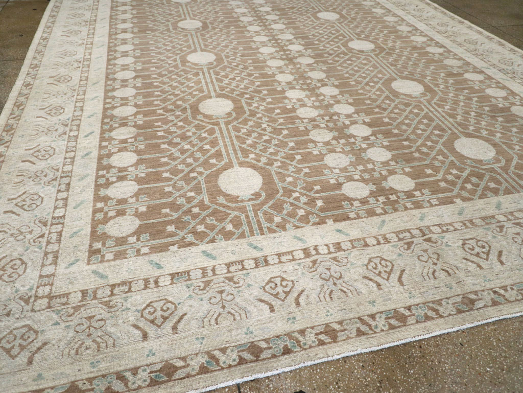 Contemporary East Turkestan Khotan Large Room Size Carpet, No.30933 - Staging