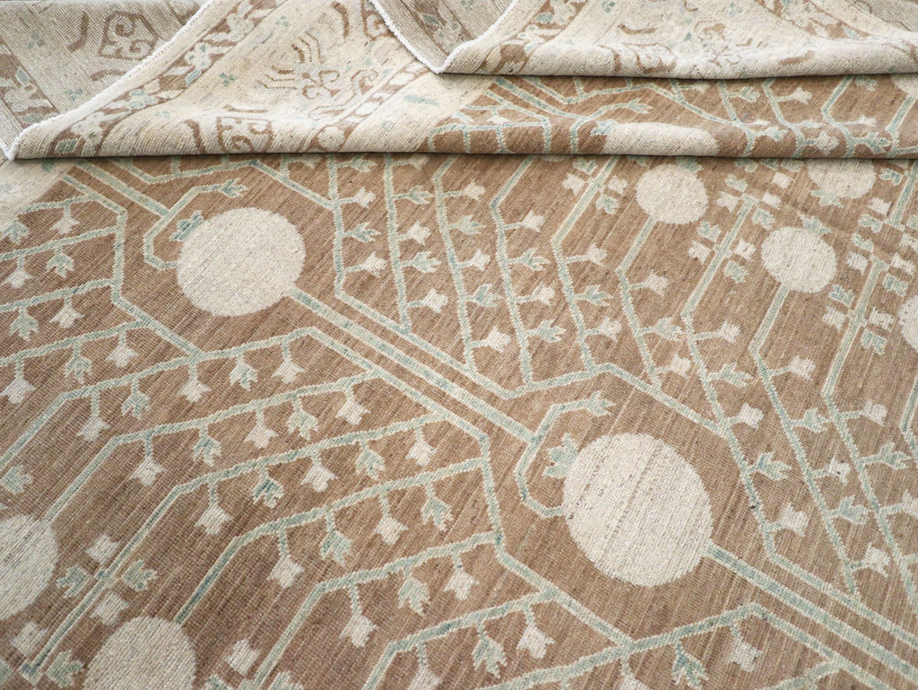 Contemporary East Turkestan Khotan Large Room Size Carpet, No.30933 - Staging